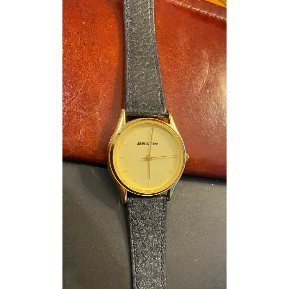 Unisex 33mm Gold Tone Baxter Labs Watch with Black Band